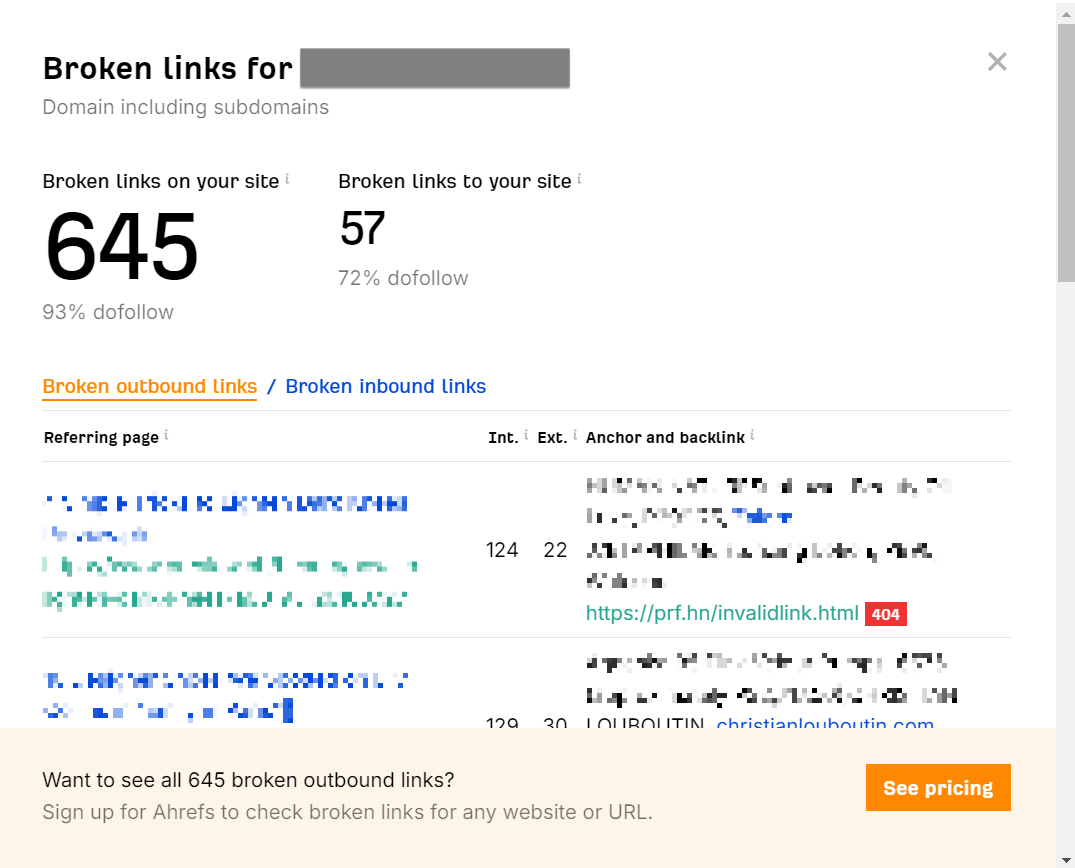 Herramienta Ahrefs Broken Link Checker