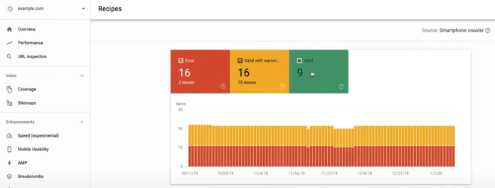 Google Search Console : Rapport Schema