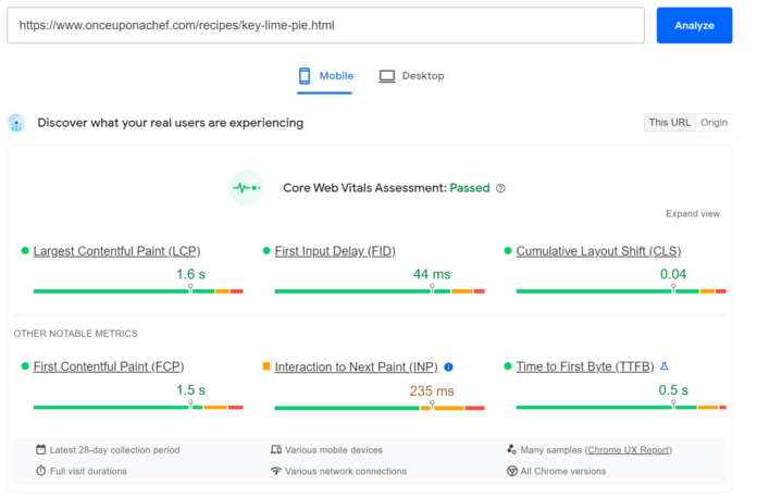 Les bases du SEO : Exemple de vitesse de page